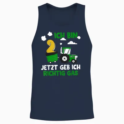 2. Geburtstag Junge, Jetzt Geb Ich Richtig Gas, Traktor Unisex Tank Top - Navy