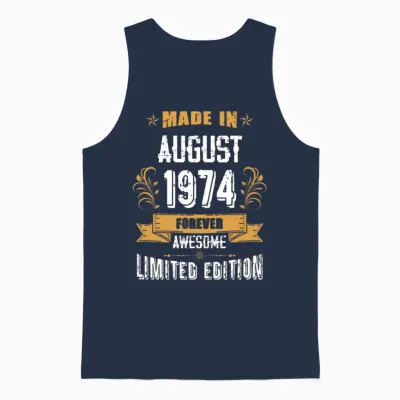 August 1974 Vintage Birthday Present Unisex Tank Top - Navy