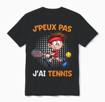 J'peux Pas J'ai Tennis Player Tennis | Kids Boy T-Shirt, Black, S Unisex T-Shirt - Black