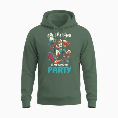 Bouldering Girl Boulderer Rock Climbing Wall Unisex Hoodie - Military Green