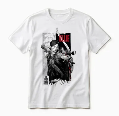 The Last of Us Part Ii Ellie Ready Fot Figfht Chest Poster T-Shirt, Black, S Unisex T-Shirt - White