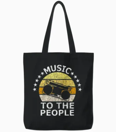 Music Festival Band Tote Bags - Black
