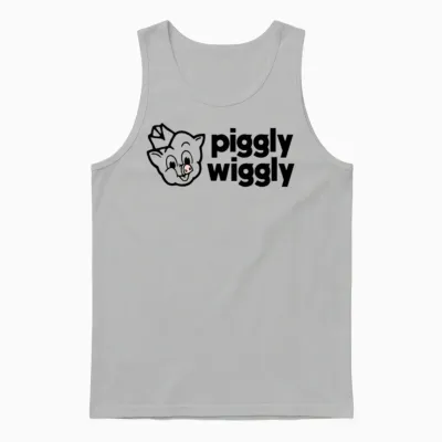 Piggy Cute Outline Logo Unisex Tank Top - Ash
