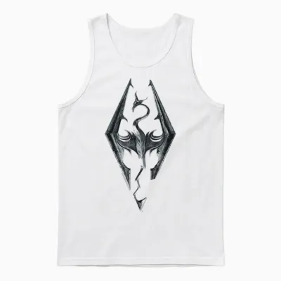 Ripple Junction X Elder Scrolls Dragon Emblem Skyrim T-Shirt, Black, S Unisex Tank Top - White