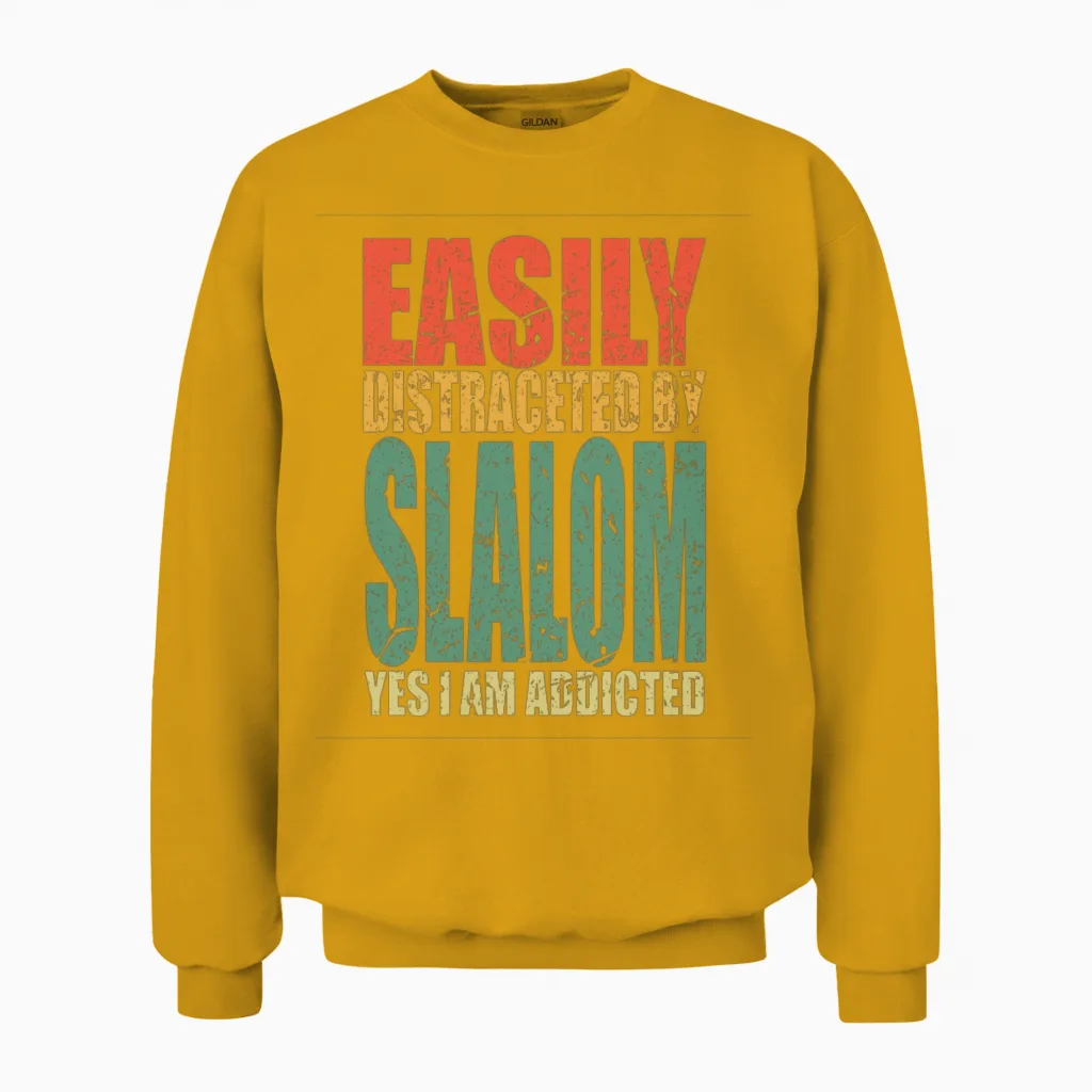 Slalom Saying Funny Unisex Sweatshirt in Gold