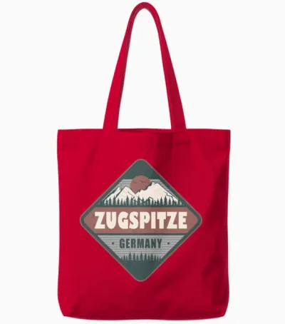 Zugspitze Germany Vintage Hiking Design Tote Bags - Red