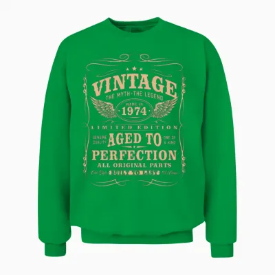 Born in 1974 Vintage 50th Birthday Gift Unisex Sweatshirt - Irish Green