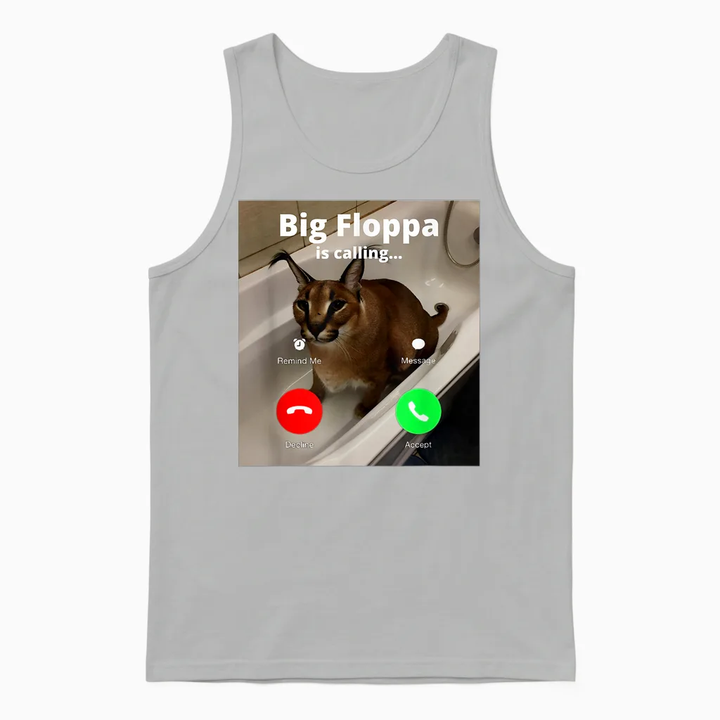 Lustiger Big Floppa Mein Geliebter Big Floppa Ruft Meme Cat Unisex Tank Top in Ash