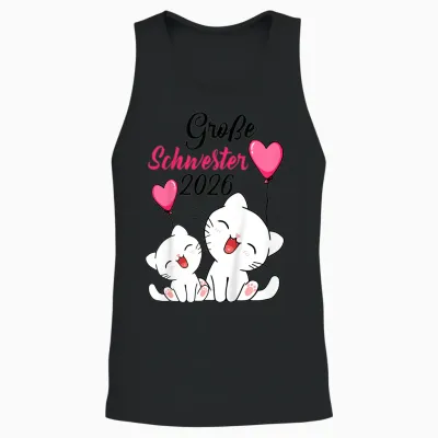 Große Schwester 2026 Baby Ankündigung Katzen Geschwister Unisex Tank Top - Black