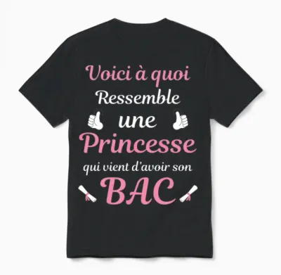 Baccalauréat 2026 Princesse Cadeau Enfant Bac Fille Femme T-Shirt Haut De Gamme Unisex T-Shirt - Black