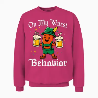 Oktoberfest on My Wurst Behavior Funny German Men Women Unisex Sweatshirt - Heliconia