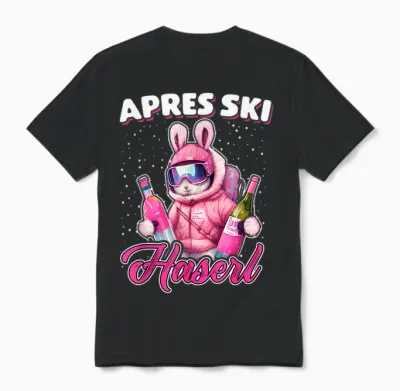 Apres Ski Rabbit Skihaserl Women's Party Crew T-Shirt, Black Unisex T-Shirt - Black