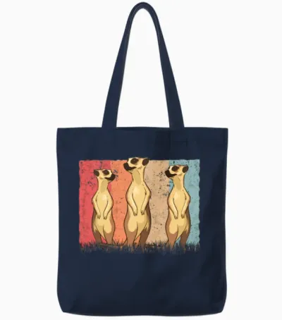Meerkat Vintage Retro Tote Bags - Navy