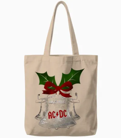 Official Ac/dc Hells Bells Christmas Merch for Music Fans Tote Bags - Natural