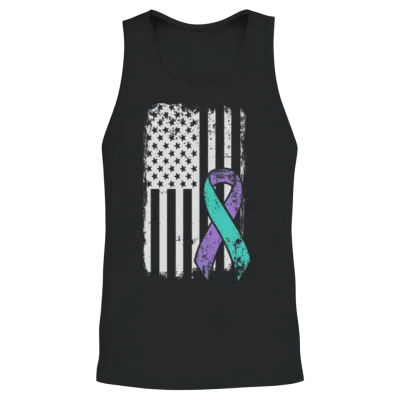 Suicide Prevention Awareness Ribbon - Usa American Unisex Tank Top - Black