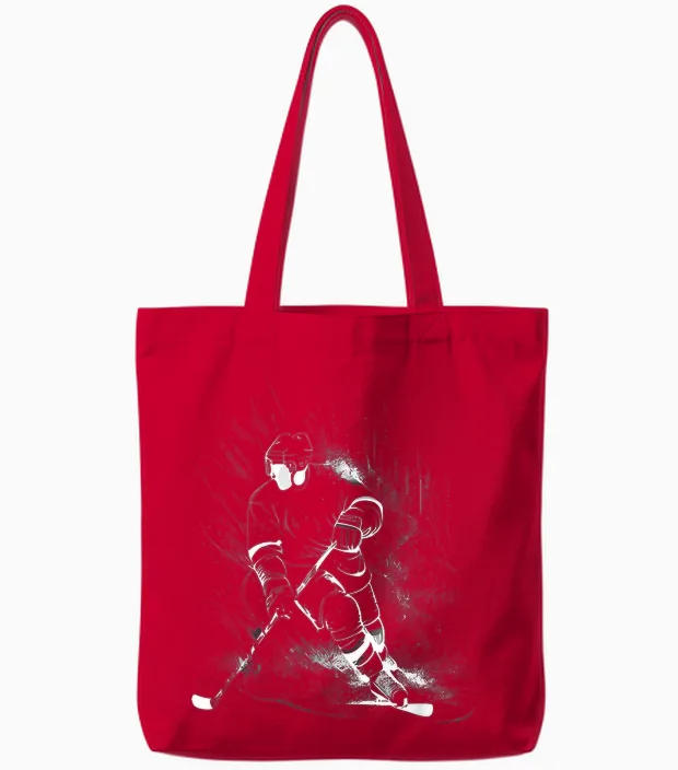 Eishockey Eishockeyspieler Sport Sportler Puck Hockey Pro Tote Bags in Red