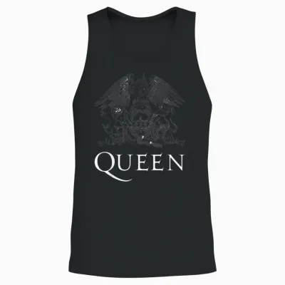 Official Classic Queen Logo White Unisex Tank Top - Black