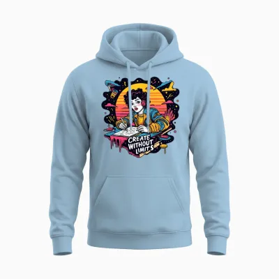 Creative Whit Out Limits, Creative Freedom Unisex Hoodie - Light Blue