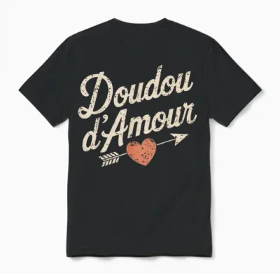 Doudou D'amour Valentine's Day Gift Cute Romantic T-Shirt, Black, S Unisex T-Shirt - Black