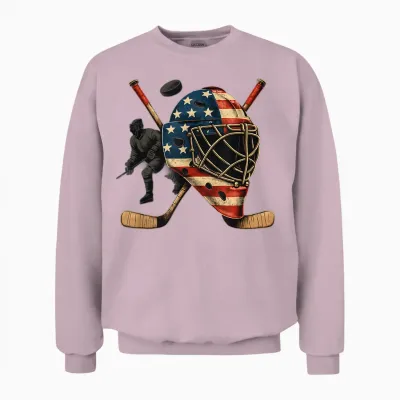 Usa Goalie Helmet Ice Hockey Shirt 4th of July Sportswear Unisex Sweatshirt - Light Pink