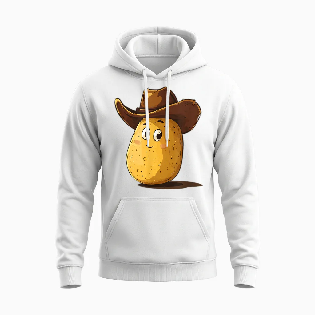 Lustiges Wild West Kartoffel Mit Cowboyhut Kostüm Unisex Hoodie in White