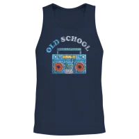 Old School Ghettoblaster Retro Unisex Tank Top - Navy – 2