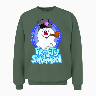 Frosty the Snowman Portrait Logo Unisex Sweatshirt - Military Green