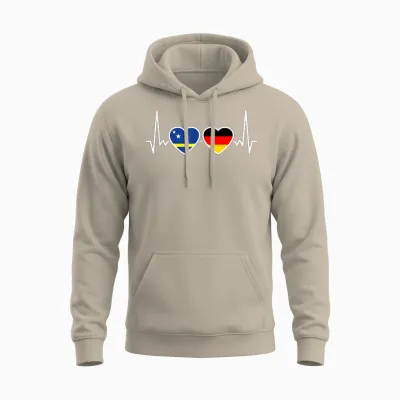 Curaçao Deutschland Herzschlag Flagge Unisex Hoodie - Sand