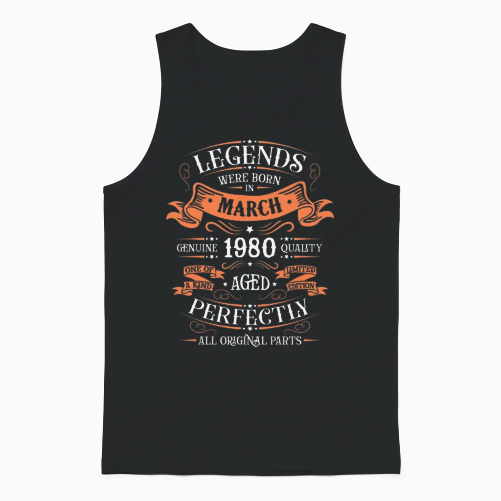 March 1980 Birthday Gift Unisex Tank Top in Black