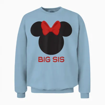 Disney Minnie Mouse Red Bow Icon Big Sis Sister Family Unisex Sweatshirt - Light Blue