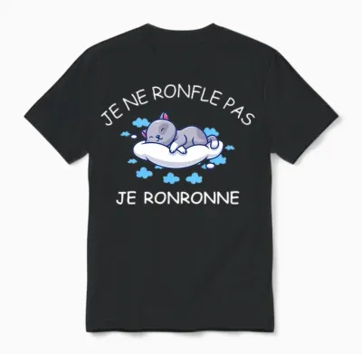 Je Ne Pas Snoring Cat Pyjama Man Grandpa Snorer Long Sleeve, Black, S Unisex T-Shirt - Black