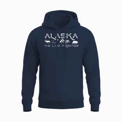 Rustic Alaska the Last Frontier Alaskan Outdoors Unisex Hoodie - Navy