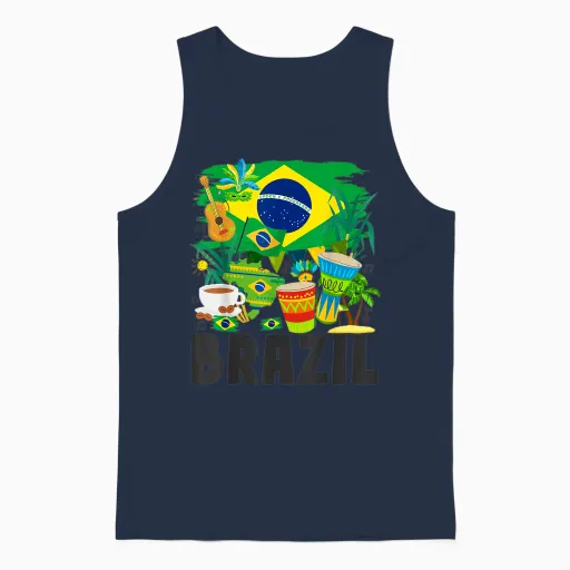 Brazil Flag - Outfit Idea for Women - Brazil and Brazil Unisex Tank Top - Navy