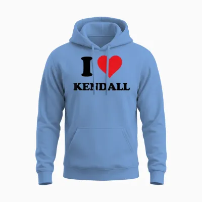 I Heart Kendall First Name I Love Personalized Stuff Unisex Hoodie - Carolina Blue