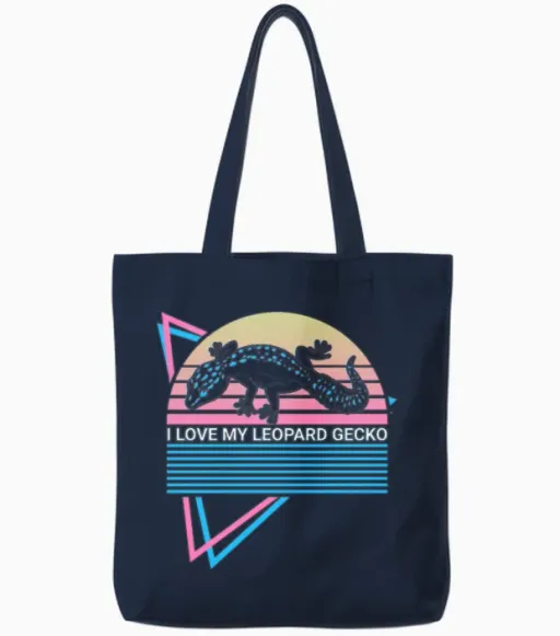 Leopard Gecko Retro Reptiles & Exotics Tote Bags in Navy
