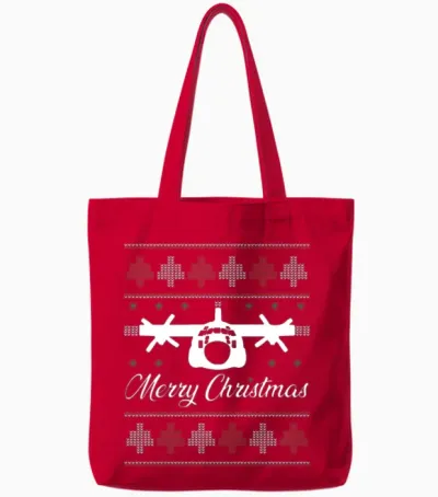 C-130 Hercules Airplane Ugly Christmas Tote Bags - Red