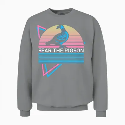 Fear the Pigeon Retro Unisex Sweatshirt - Sport Grey