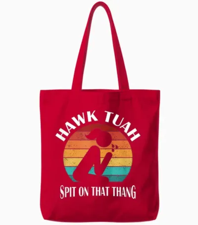 Hawk Tuah Tote Bags - Red