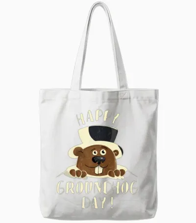 Groundhog Woodchuck Happy Groundhog Day Tote Bags - White