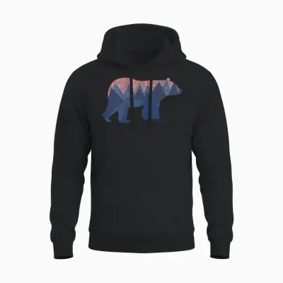 Mountain Bear Unisex Hoodie - Black