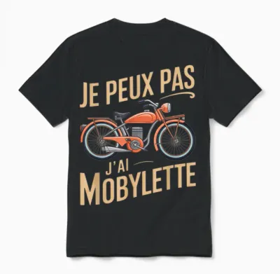 Je Peux Pas J'ai Mobylette Man Funny Motobecane Gift T-Shirt, Black, S Unisex T-Shirt - Black