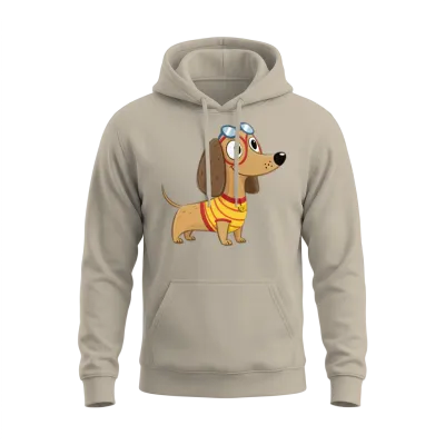Cartoon Dog Unisex Hoodie - Sand