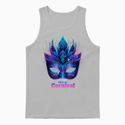 Carnival Mask Rio De Janeiro Circus Brazil Circus Rio De Janeiro T-Shirt, Black, S Unisex Tank Top - Ash