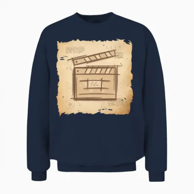 Film Clapperboard. Vintage Old Fashioned Movie Art Unisex Sweatshirt - Navy