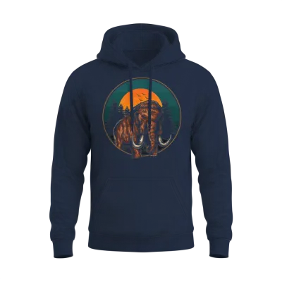 Mammoth Retro Prehistoric Animal Unisex Hoodie - Navy