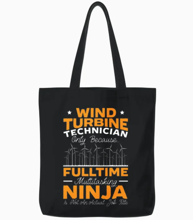 Wind Renewable Energy Windtech Windmill Enthusiast Tote Bags in Black
