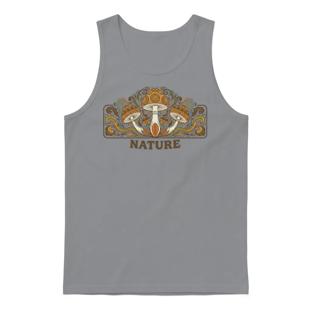 Retro Mushroom & Nature Pattern Guide Unisex Tank Top - Sport Grey