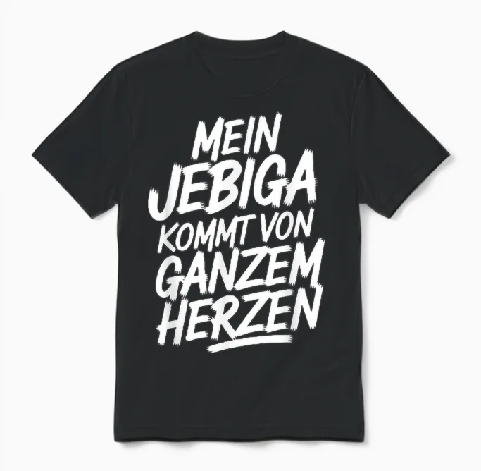 Mein Jebiga Kommt Von Ganzem Herzen Unisex T-Shirt in Black