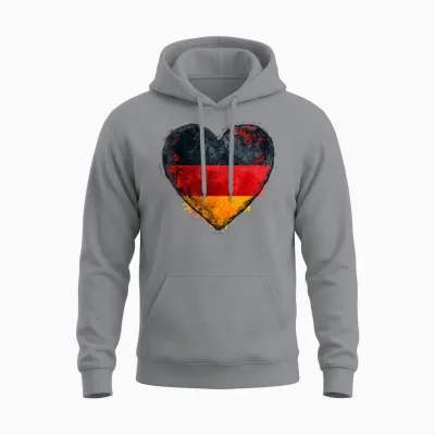 Germany T-Shirt Heart with the German Flag Germany Unisex Hoodie - Sport Grey