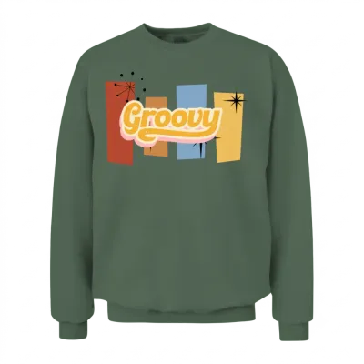 Retro Groovy Unisex Sweatshirt - Military Green